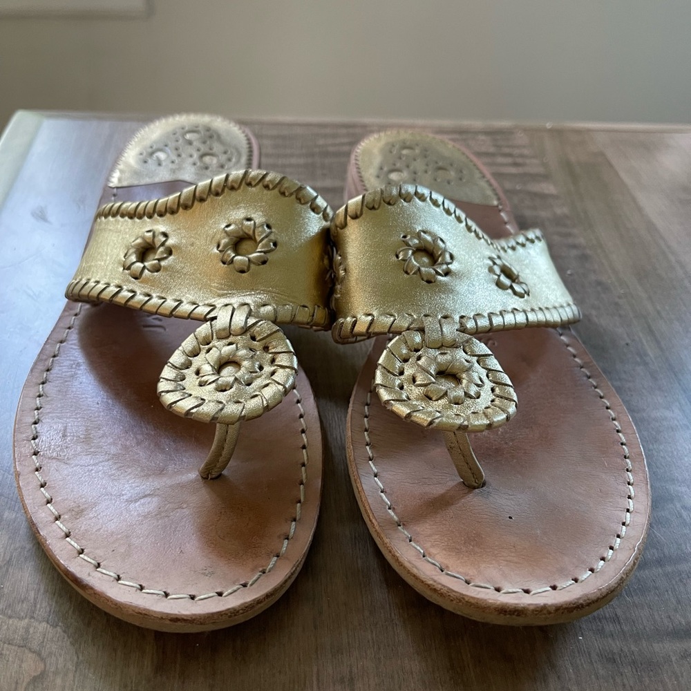 Jack Rogers, gold, women’s 10, barely worn